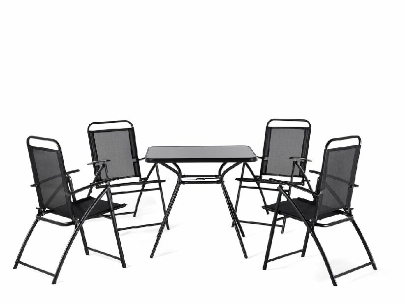 Set de masă pentru grădină Love (negru) (4 scaune)