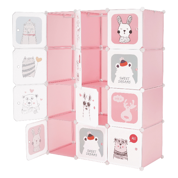 Dulap modular pentru copii Fresh Pink (roz + motiv pentru copii)