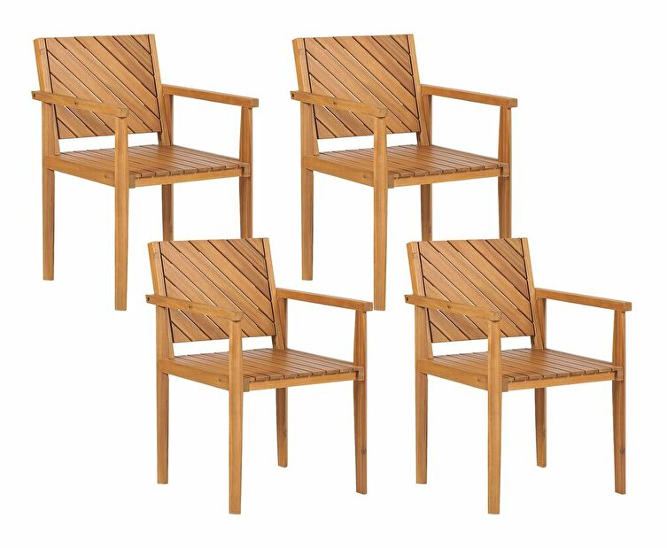 Set 4 buc scaune de grădină Blas (lemn deschis)