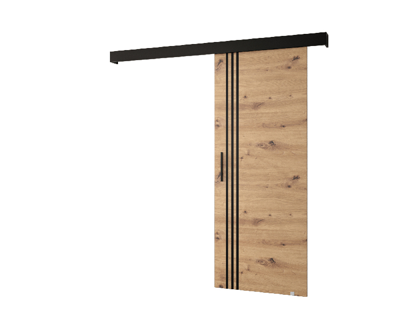Uși culisante 90 cm Sharlene VI (stejar artisan + negru mat + negru)
