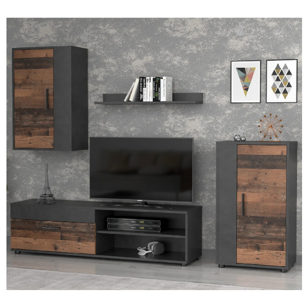 Mobilier living Berna (antracit + old style)