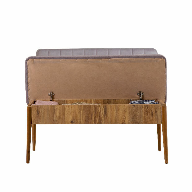 Masă de sufragerie extensibilă cu 2 scaune și 2 bănci Vlasta (pin antlantic + gri)