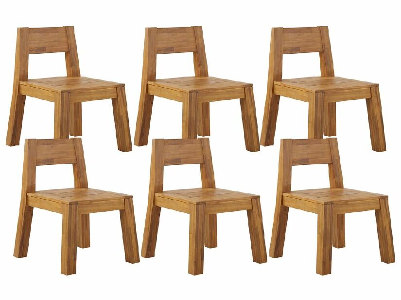 Set de 6 scaune de grădină Livza (lemn deschis)