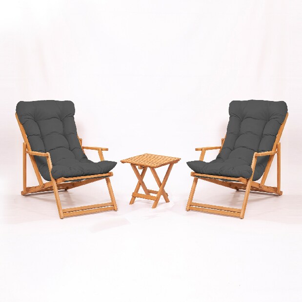 Set masă scaune de grădină (3 buc) Minnie (gri + natural)