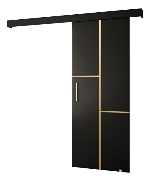 Uși culisante 90 cm Sharlene VII (negru mat + negru mat + auriu)