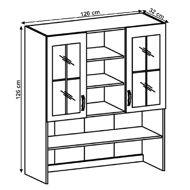 Suprastructură pentru dulapurile inferioare de bucătărie K120 Lanaya (alb + gri mat)