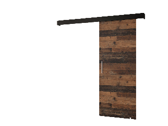 Uși culisante 90 cm Sharlene I (lemn old style + negru mat + argintiu)