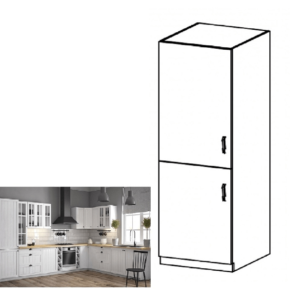 Dulap inferior de bucătărie pentru frigider încorporat D60ZL Provense (Alb + sosna andersen) (S)