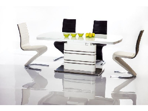 Masă de sufragerie extensibilă 140-200 cm Gemma (alb + alb) (pentru 8 și mai multe persoane)