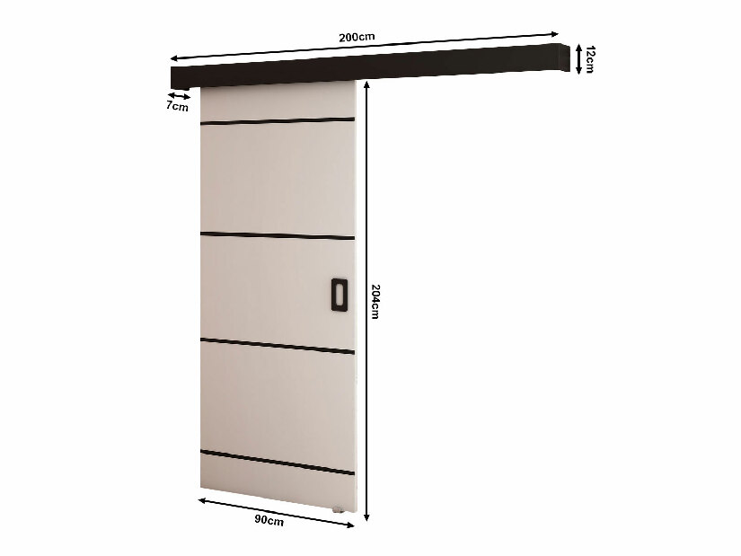 Uși culisante 90 cm Bethany IV (alb mat + negru mat)
