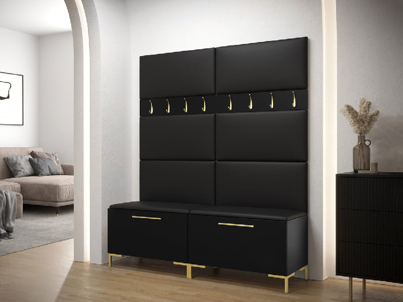Set mobilier hol Mirjan Frisala II (Negru + piele ecologică Soft 011 (Negru))