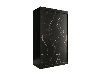 Dulap de haine 120 cm Marbelo T (mat negru + marmură neagră)