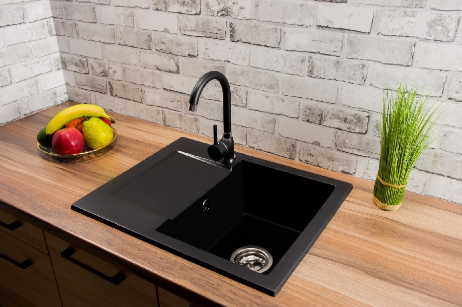 Chiuvetă de bucătărie Dalgam (negru) (cu 1 orificiu pentru robinet) (S)