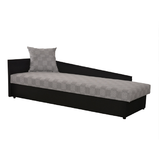 Pat de o persoană (canapea) 80 cm Jeannine (gri + negru) (cu spațiu de depozitare) (S) *vânzare stoc