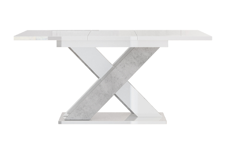 Masă de sufragerie Xalin (alb lucios + piatră) (pentru 4 până la 6 persoane)