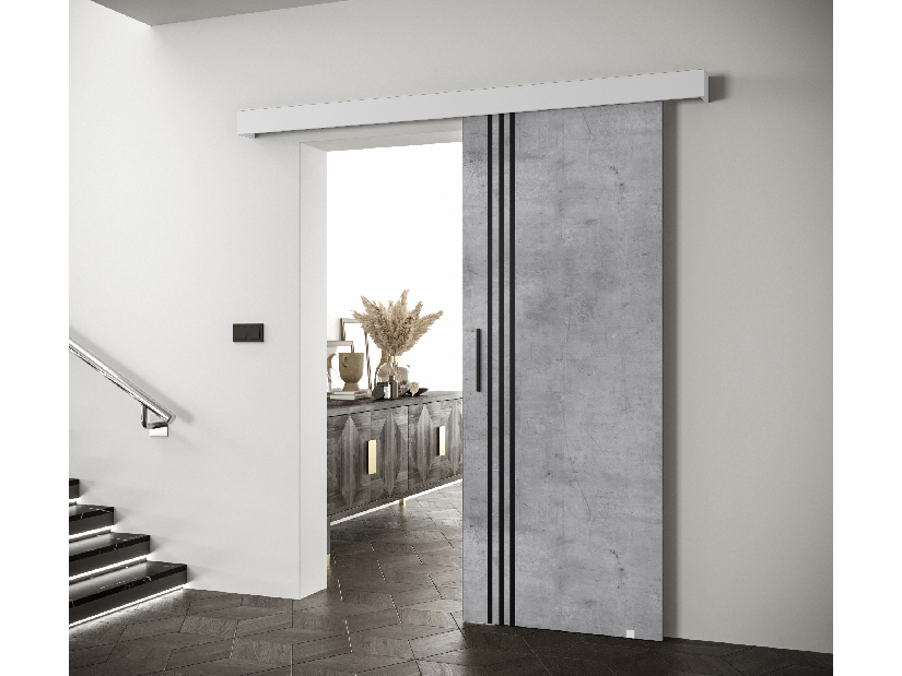 Uși culisante 90 cm Sharlene VI (beton + alb mat + negru)