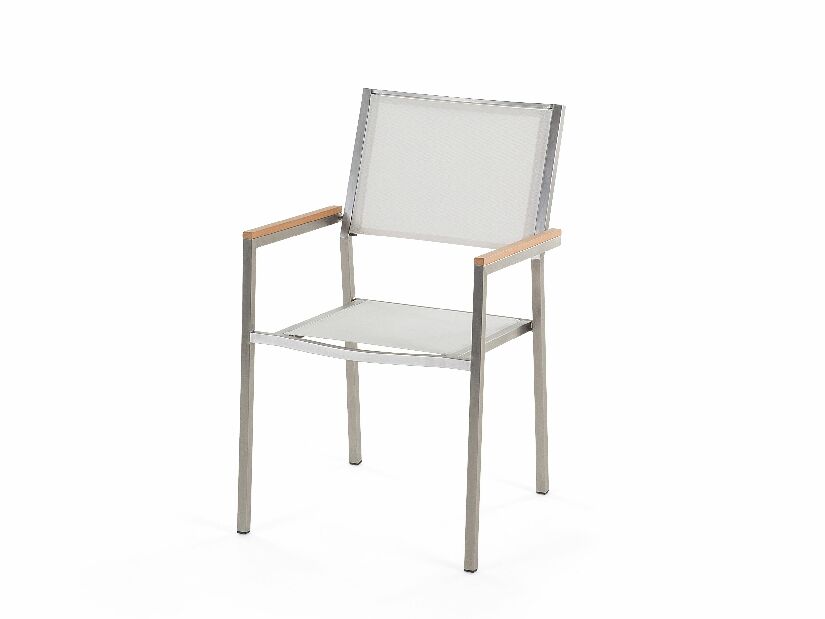 Set pentru grădină GROSSO (marmură) (laminat HPL) (scaune albe) (pentru 6 persoane)