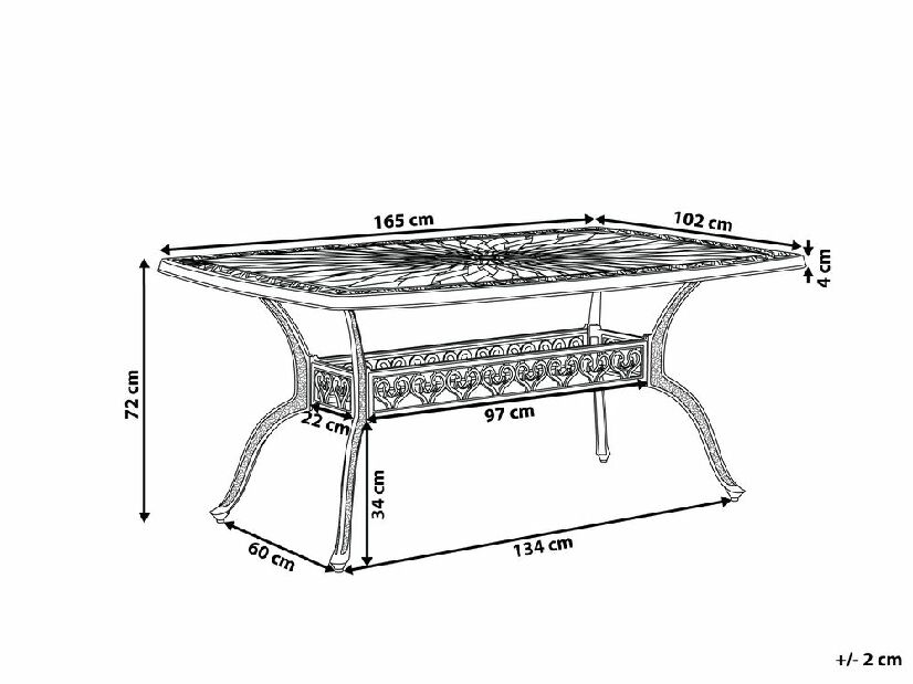 Masă de grădină 165 cm LIZZI (aluminiu) (maro) (pentru 6 persoane)