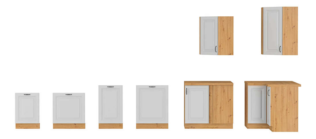 Uși pentru mașina de spălat vase, încorporată Sheila ZM 570 x 596 (stejar artisan + alb)