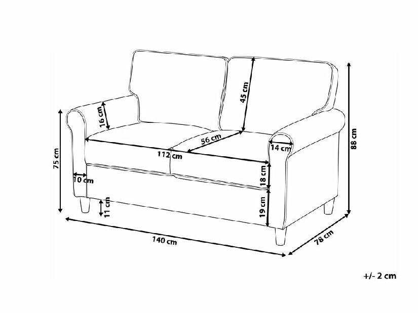 Canapea 2 locuri RONY (gri)