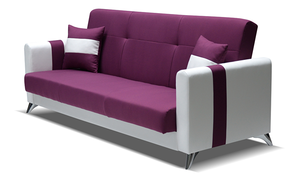 Canapea 3 locuri Kiram (alb + violet) 