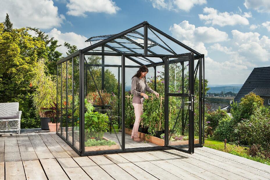 Stil clasic Greenhouse Zeus 8100 (policarbonat + sticlă securizată + negru)
