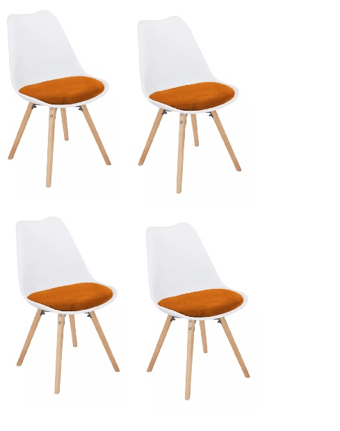 Set 4 buc scaune de sufragerie Samim (portocaliu + fag) *vânzare stoc