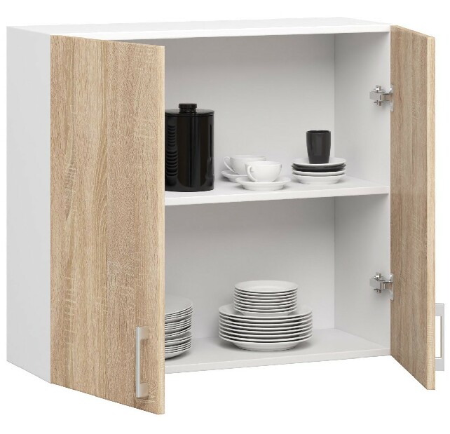 Dulap superior de bucătărie Lula W80 H720 (alb + stejar sonoma)
