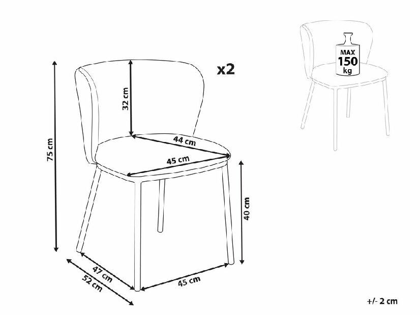 Set 2 buc scaune de sufragerie Minik (bej)