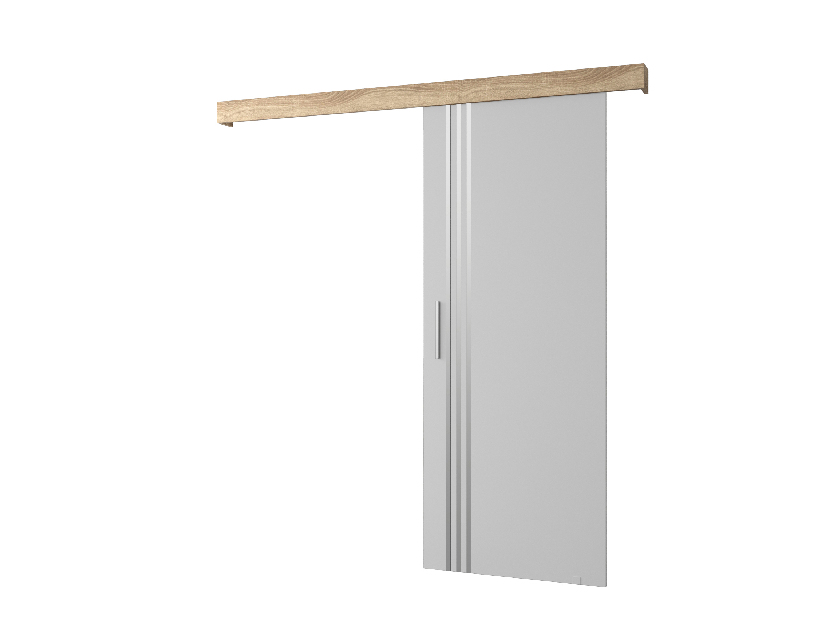 Uși culisante 90 cm Sharlene VI (alb mat + stejar sonoma + argintiu)