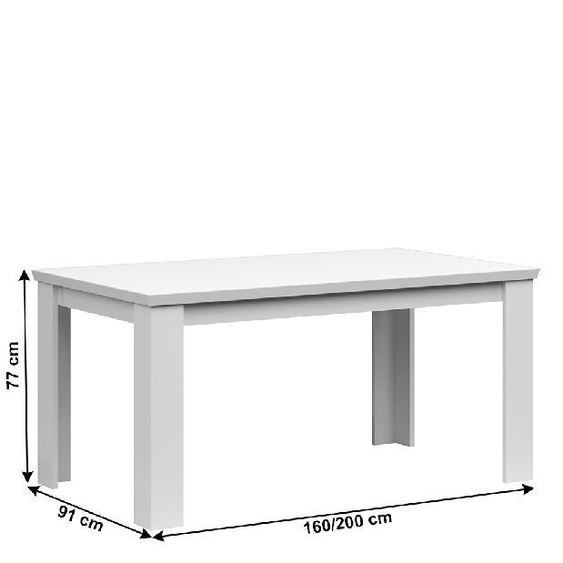 Masă de sufragerie Aryness (alb) (pentru 6 până la 8 persoane)