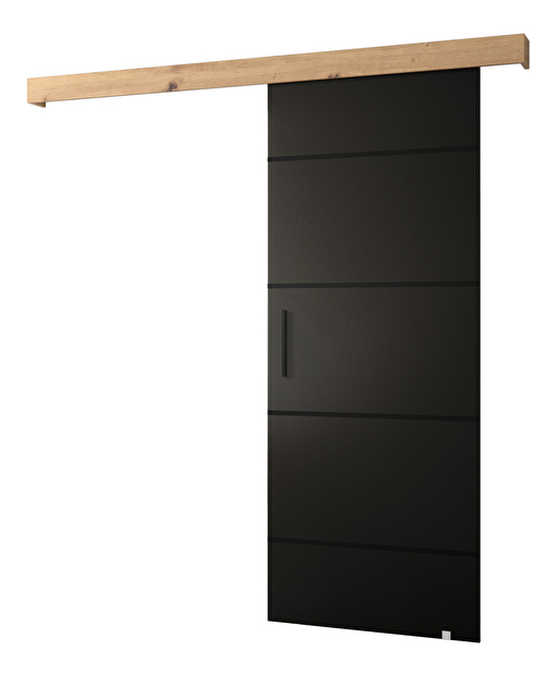 Uși culisante 90 cm Sharlene IV (negru mat + stejar artisan + negru)