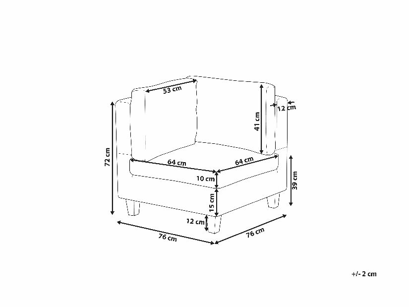 Colțar modular în formă de U FELLE (poliester) (gri deschis) (pentru 4 persoane) (cu taburete)
