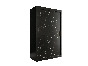 Dulap de haine 120 cm Marbelo T (mat negru + marmură neagră)