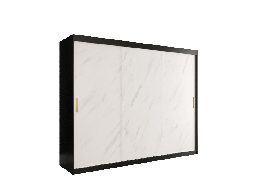 Dulap de haine 250 cm Marbelo T (mat negru + marmură albă)