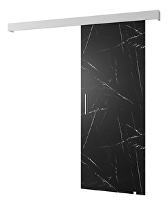 Uși culisante 90 cm Sharlene I (marmură negru + alb mat + argintiu)