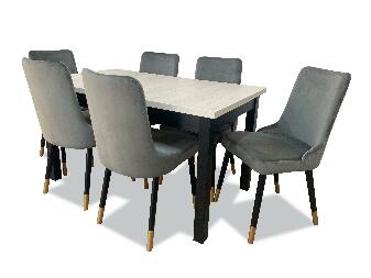 Set masă scaune pentru sufragerie Alita 3 (alb + gri) (pentru 6 persoane) *resigilate
