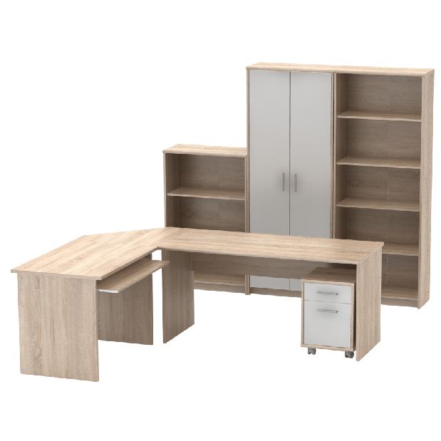 Set mobilier pentru birou Hansa 2 NEW (stejar sonoma + alb)