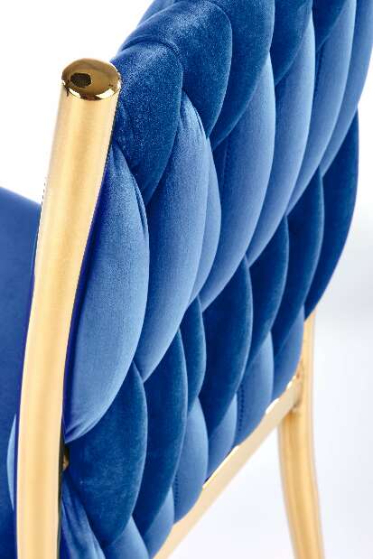 Scaun de sufragerie Kimiko (albastru închis + auriu)