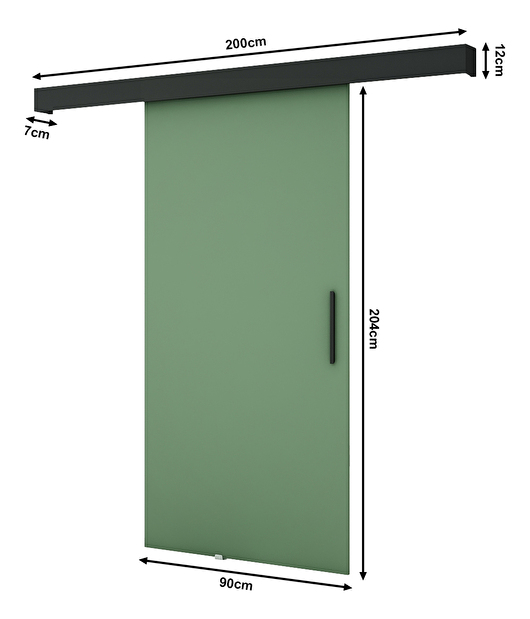 Uși culisante 90 cm Louis I (verde + negru mat + negru mat)