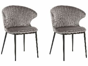 Set 2 buc. scaune pentru sufragerie AUGLI (stofă) (gri)