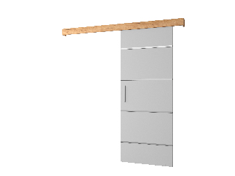 Uși culisante 90 cm Sharlene IV (alb mat + stejar artisan + argintiu)