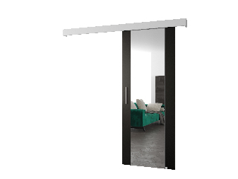 Uși culisante 90 cm Sharlene II (negru mat + alb mat + argintiu) (cu oglindă)