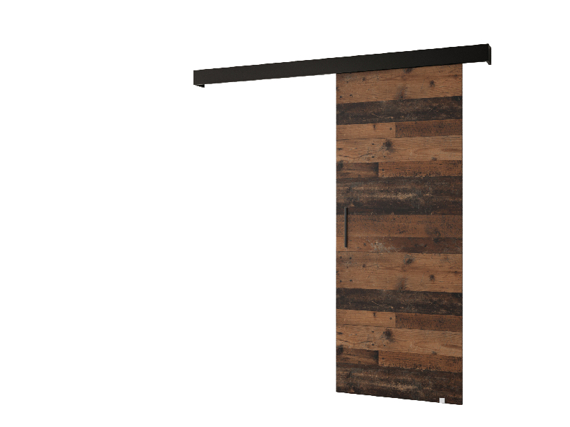 Uși culisante 90 cm Sharlene I (lemn old style + negru mat + negru)