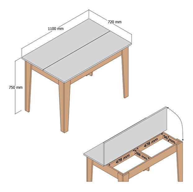 Masă de sufragerie (pentru 4 persoane) Kloe (nuc + antracit)