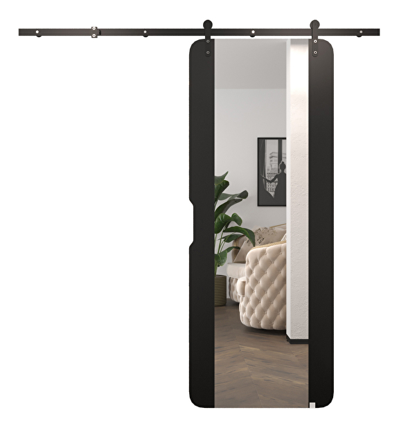 Uși culisante Ortiz II (negru mat + negru mat) (cu oglindă) (S)