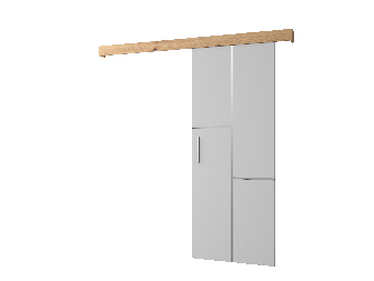 Uși culisante 90 cm Sharlene VII (alb mat + stejar artisan + argintiu)