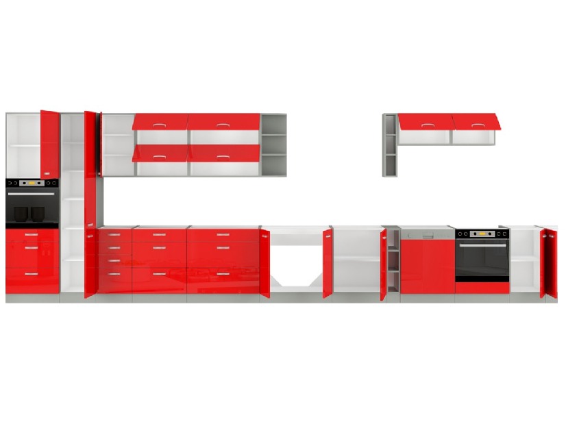 Dulap inferior de bucătărie sub chiuvetă Roslyn 80 ZL 2F BB (Roșu + gri)