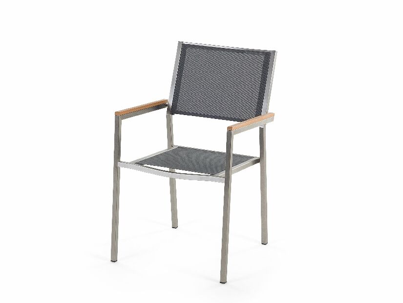 Set de masă pentru grădină Grosso (gri + grafit) (scaune gri) (pentru 6 persoane) (piatră)