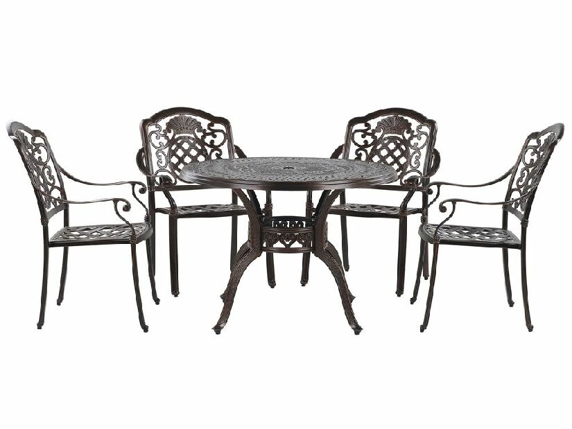 Set de masă pentru grădină SALIO (metal) (maro) (pentru 4 persoane)